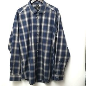🎁5/$25 Pronto Uomo Shirt Men's Size 2 XL Non-Iron Long Sleeved Plaid Button Up